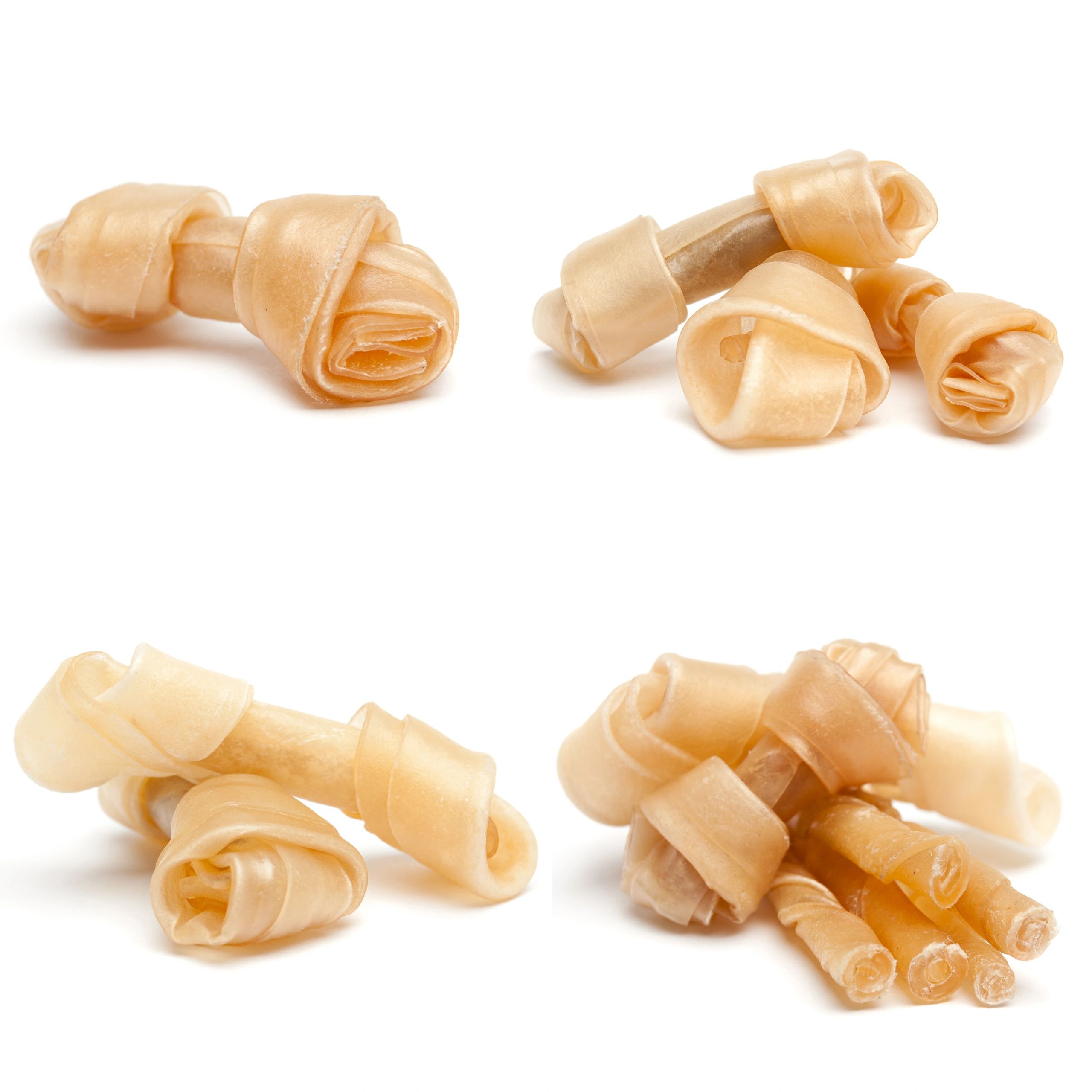 Assorted natural dog chews arranged as a variety pack